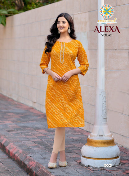 Alexa Vol 1 Passion Tree Reyon Straight Cut Kurtis Wholesale Price