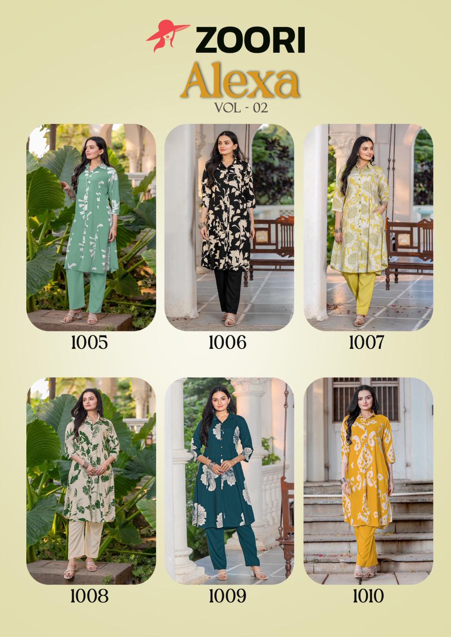 Alexa Vol 2 Zoori Rayon Kurti Pant Set Wholesaler Gujarat