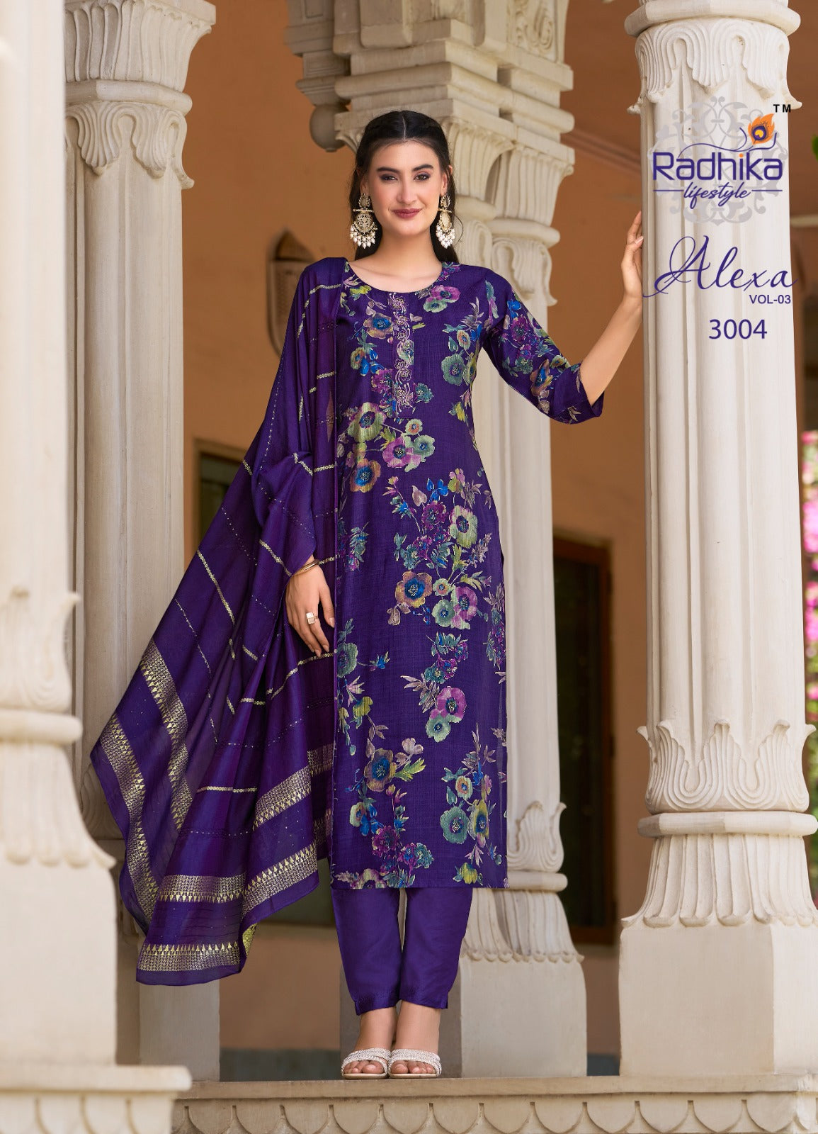 Alexa Vol 3 Radhika Lifestyle Vetican Silk Readymade Pant Style Suits Wholesale Rate