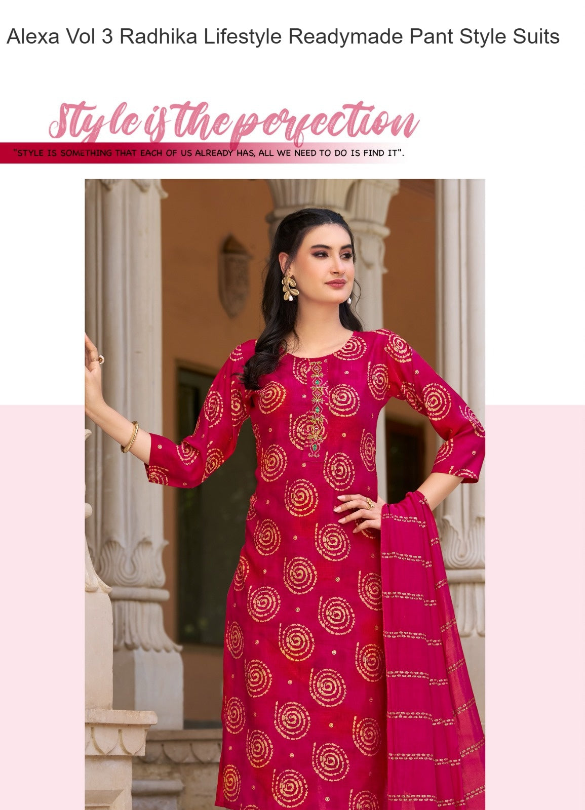 Alexa Vol 3 Radhika Lifestyle Vetican Silk Readymade Pant Style Suits Wholesale Rate