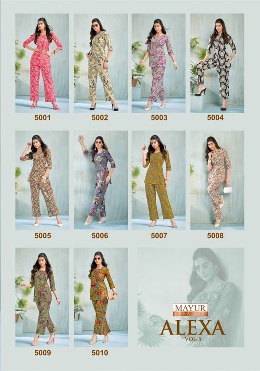 Alexa Vol 5 Mayur Creation Cotton Co Ord Set Wholesaler