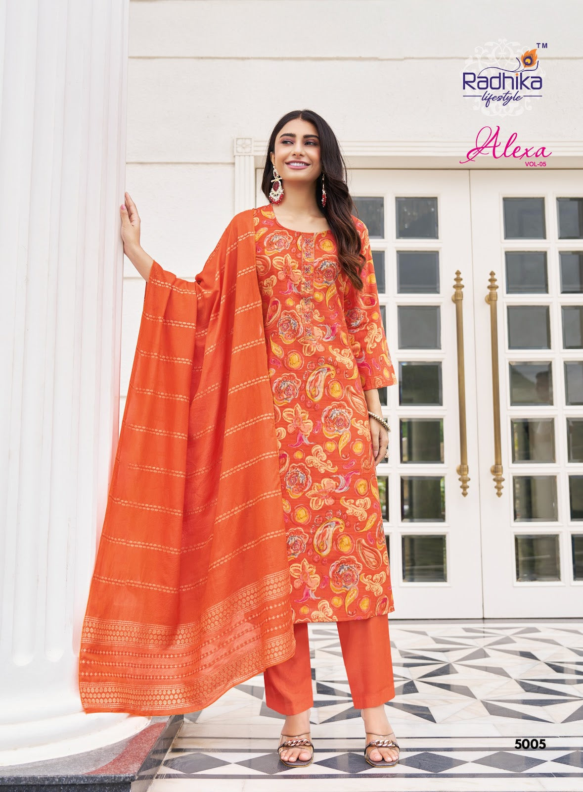 Alexa Vol 5 Radhika Lifestyle Vertican Readymade Pant Style Suits Manufacturer Ahmedabad