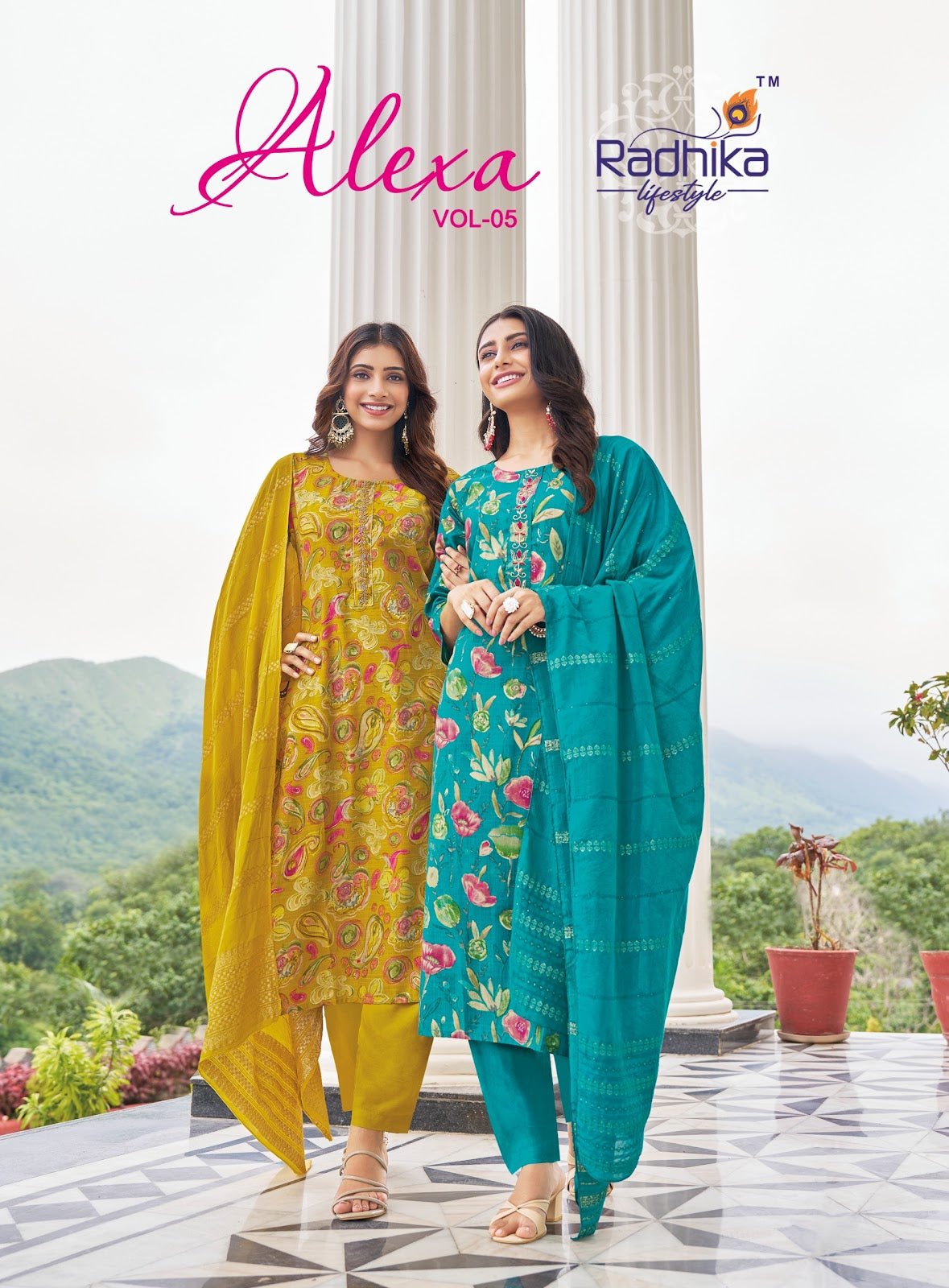 Alexa Vol 5 Radhika Lifestyle Vertican Readymade Pant Style Suits Manufacturer Ahmedabad