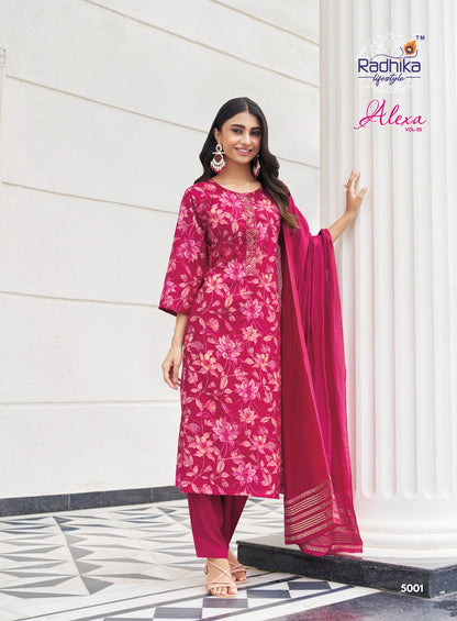 Alexa Vol 5 Radhika Lifestyle Vertican Readymade Pant Style Suits Manufacturer Ahmedabad