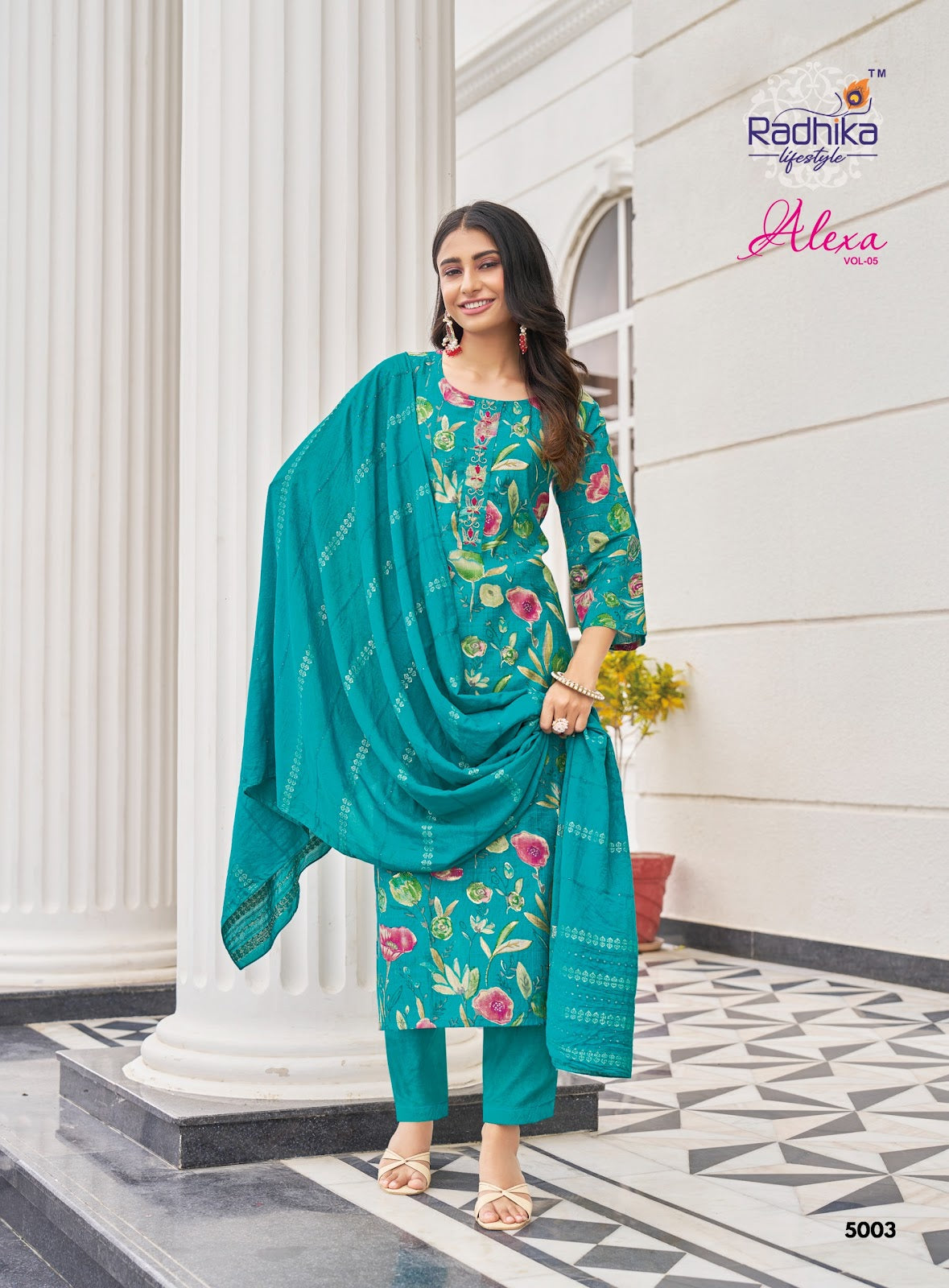 Alexa Vol 5 Radhika Lifestyle Vertican Readymade Pant Style Suits Manufacturer Ahmedabad