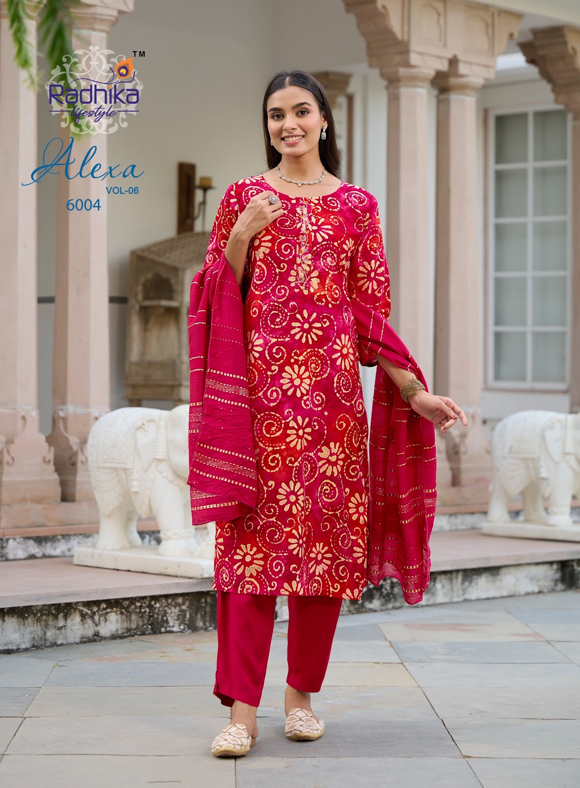 Alexa Vol 6 Radhika Lifestyle Vertican Readymade Pant Style Suits Wholesaler