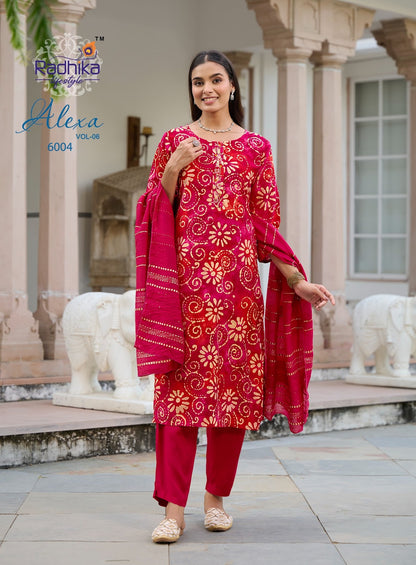Alexa Vol 6 Radhika Lifestyle Vertican Readymade Pant Style Suits Wholesaler