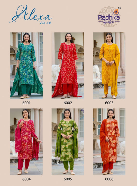 Alexa Vol 6 Radhika Lifestyle Vertican Readymade Pant Style Suits Wholesaler