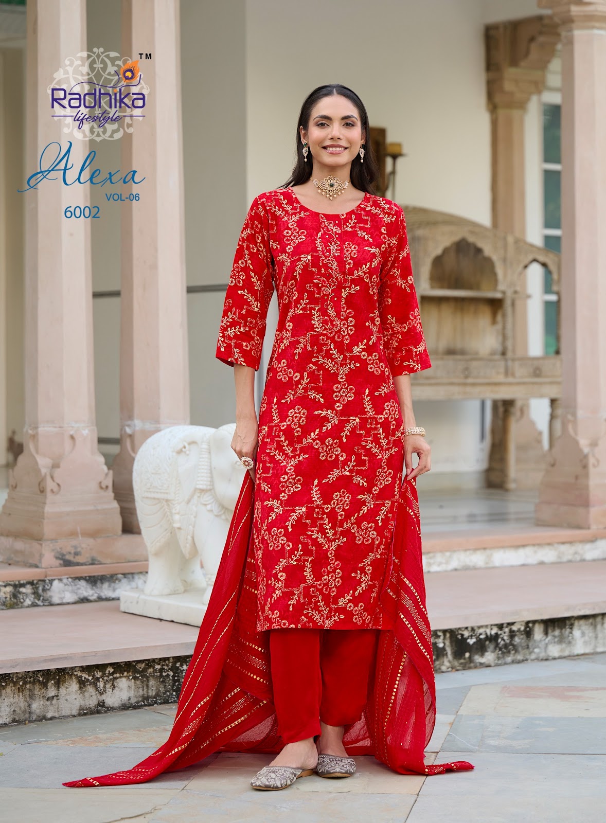 Alexa Vol 6 Radhika Lifestyle Vertican Readymade Pant Style Suits Wholesaler