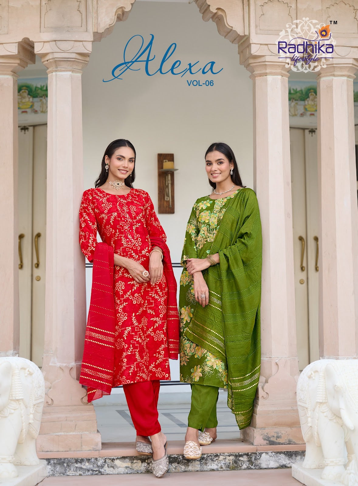 Alexa Vol 6 Radhika Lifestyle Vertican Readymade Pant Style Suits Wholesaler