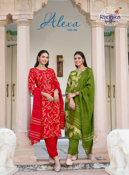 Alexa Vol 6 Radhika Lifestyle Vertican Readymade Pant Style Suits Wholesaler