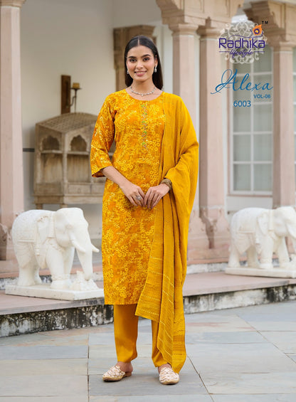 Alexa Vol 6 Radhika Lifestyle Vertican Readymade Pant Style Suits Wholesaler
