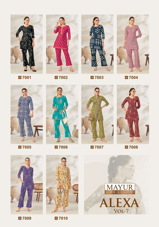 Alexa Vol 7 Mayur Creation Cotton Co Ord Set Manufacturer India