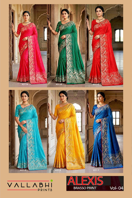 Alexis Vol 4 Vallabhi Prints Brasso Sarees Exporter India