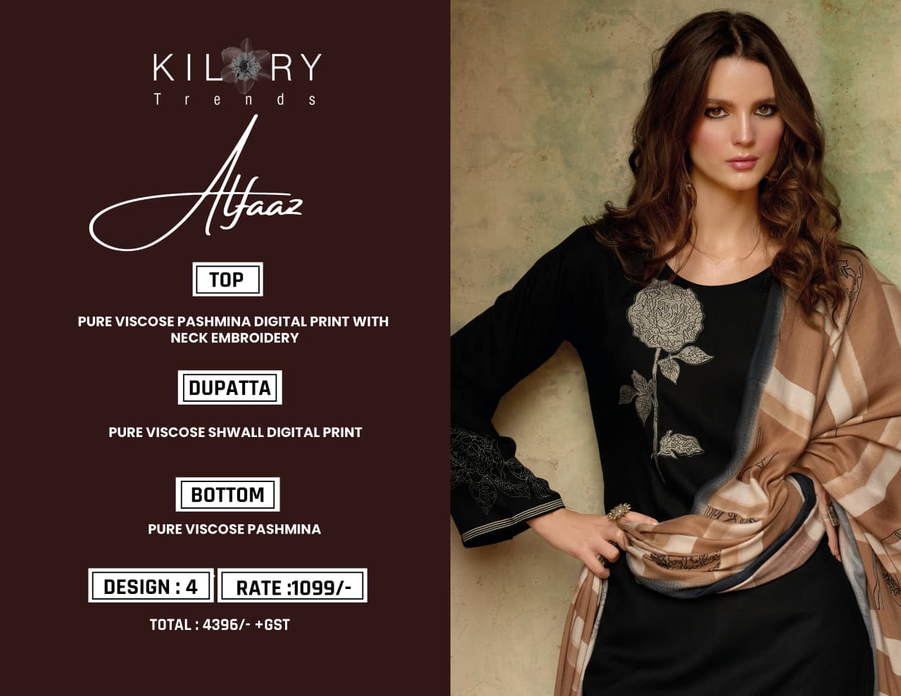 Alfaaz Kilory Pashmina Suits Wholesale Price
