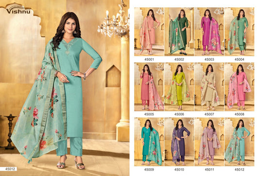 Alfaaz Vol 3 Vishnu Impex Shimmer Pant Style Suits Exporter India