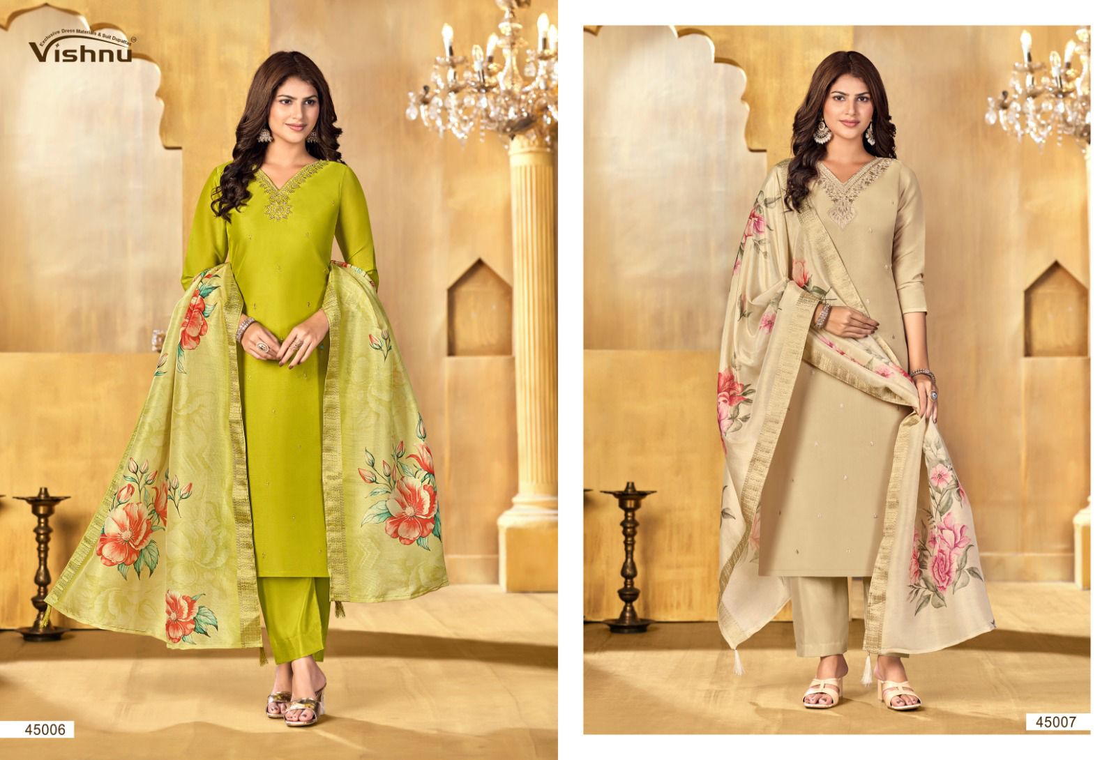Alfaaz Vol 3 Vishnu Impex Shimmer Pant Style Suits Exporter India