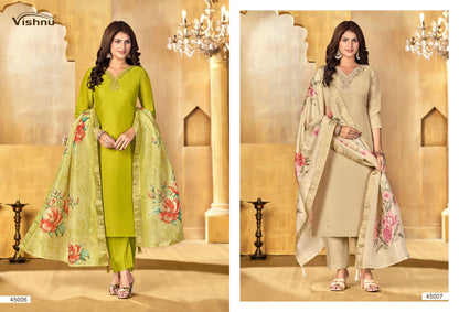 Alfaaz Vol 3 Vishnu Impex Shimmer Pant Style Suits Exporter India