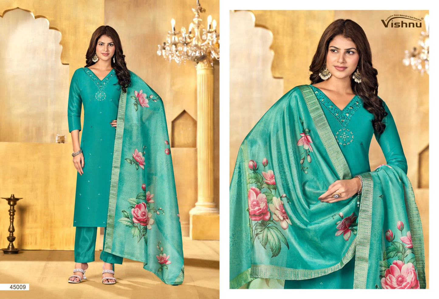 Alfaaz Vol 3 Vishnu Impex Shimmer Pant Style Suits Exporter India