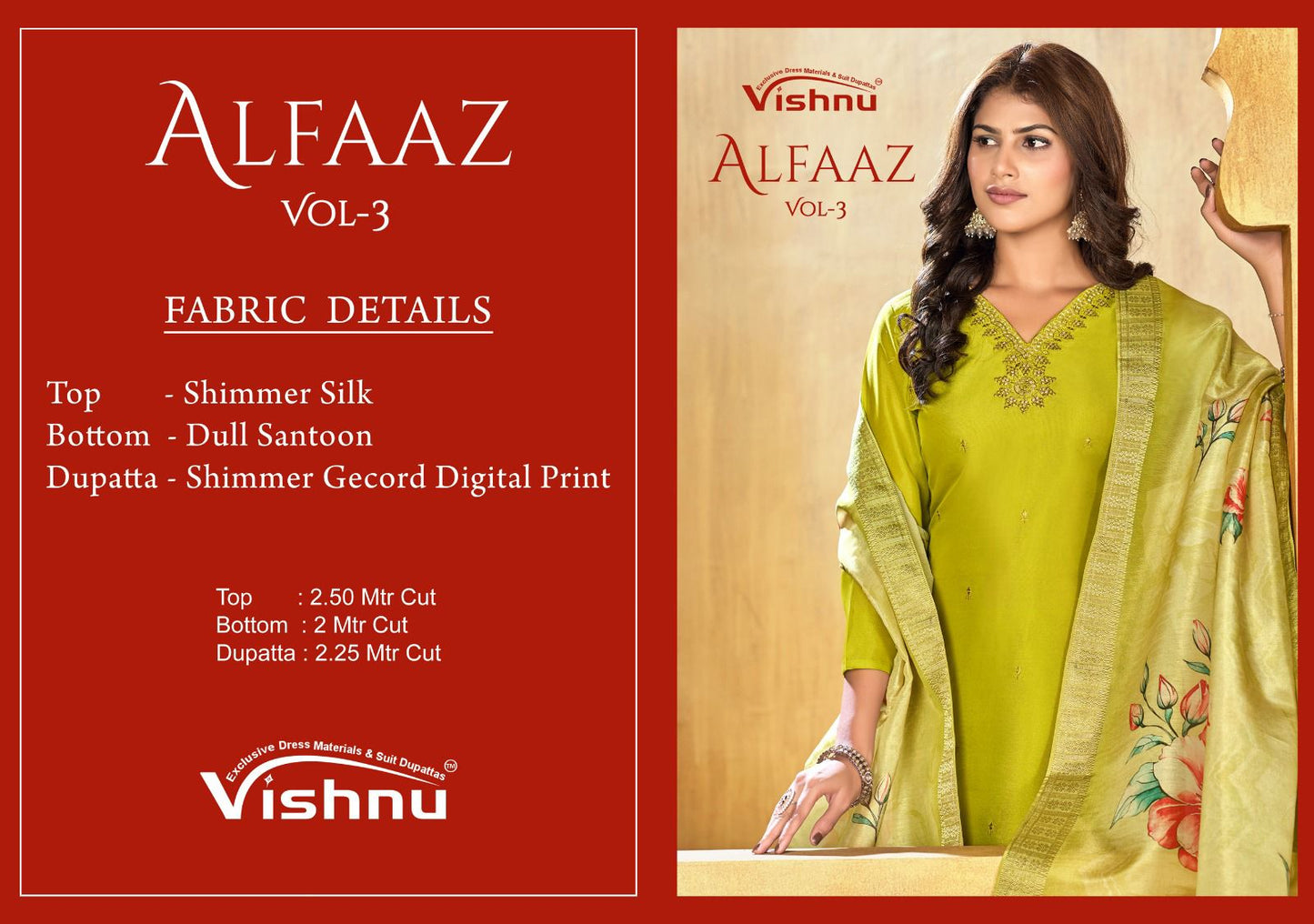 Alfaaz Vol 3 Vishnu Impex Shimmer Pant Style Suits Exporter India