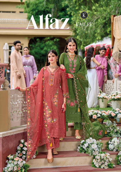 Alfaz Kailee Fashion Viscose Organza Readymade Pant Style Suits Wholesale Price