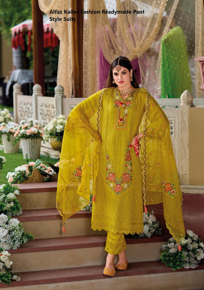 Alfaz Kailee Fashion Viscose Organza Readymade Pant Style Suits Wholesale Price