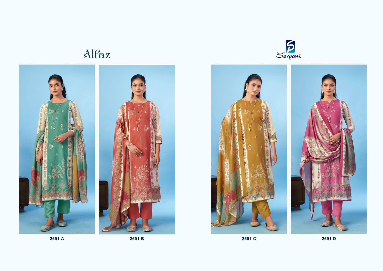 Alfaz Sargam Prints Cambric Pant Style Suits Manufacturer India