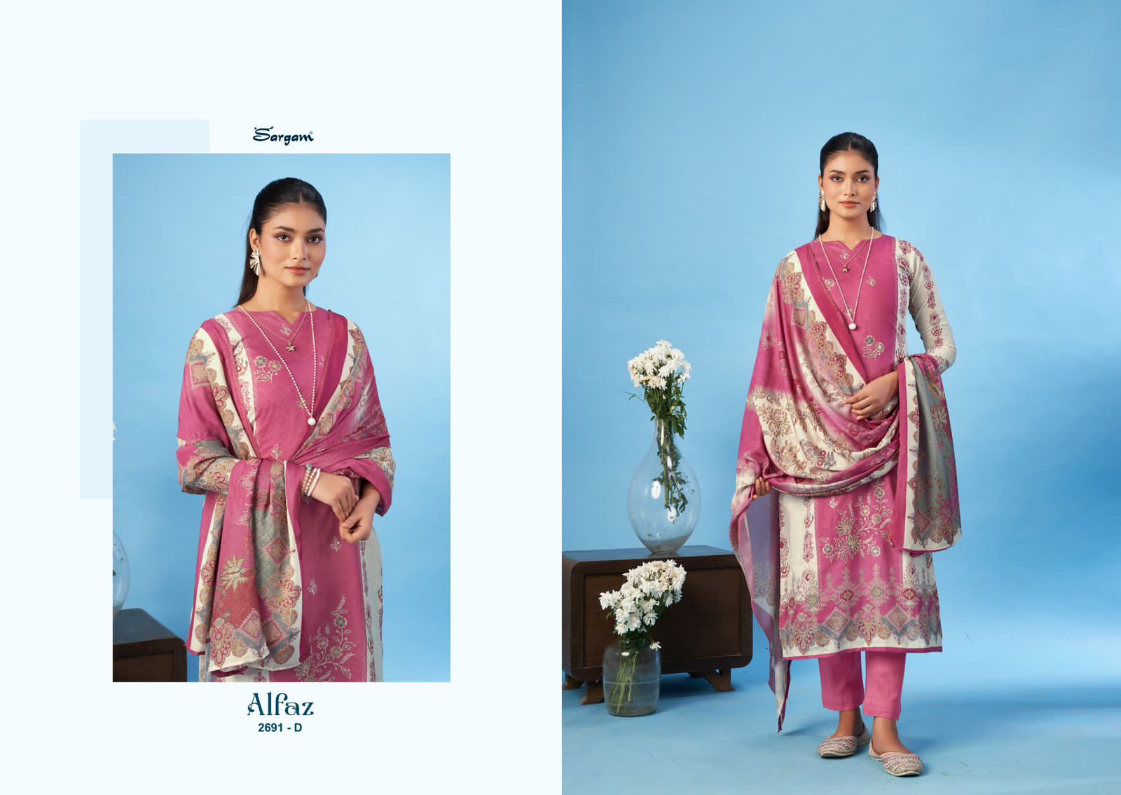 Alfaz Sargam Prints Cambric Pant Style Suits Manufacturer India