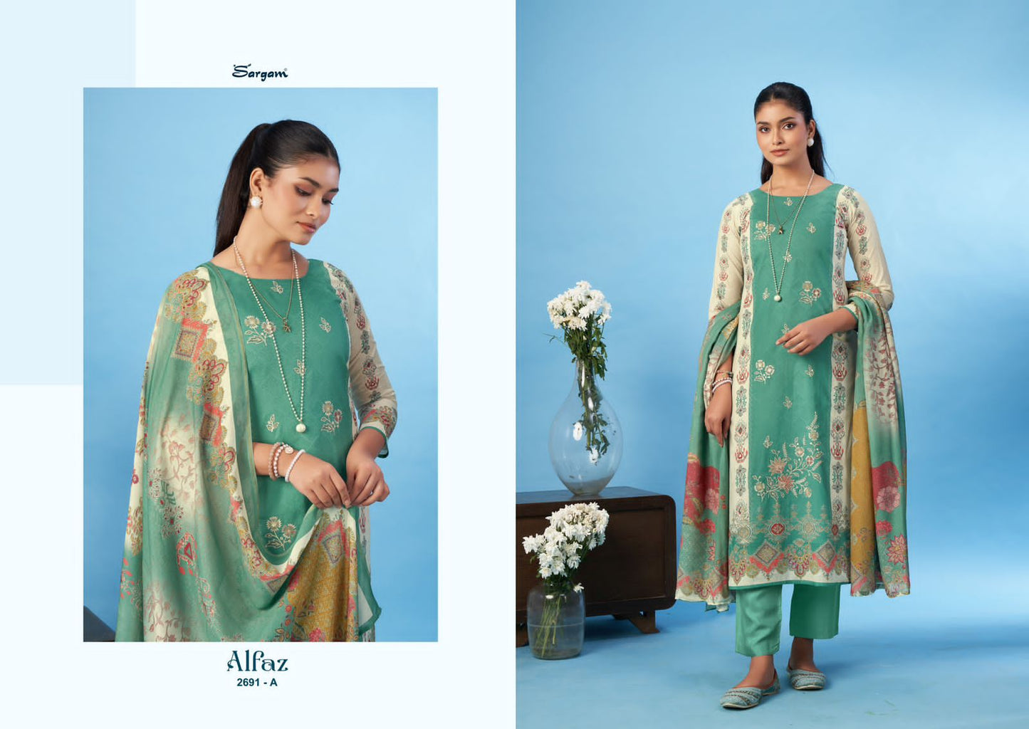 Alfaz Sargam Prints Cambric Pant Style Suits Manufacturer India