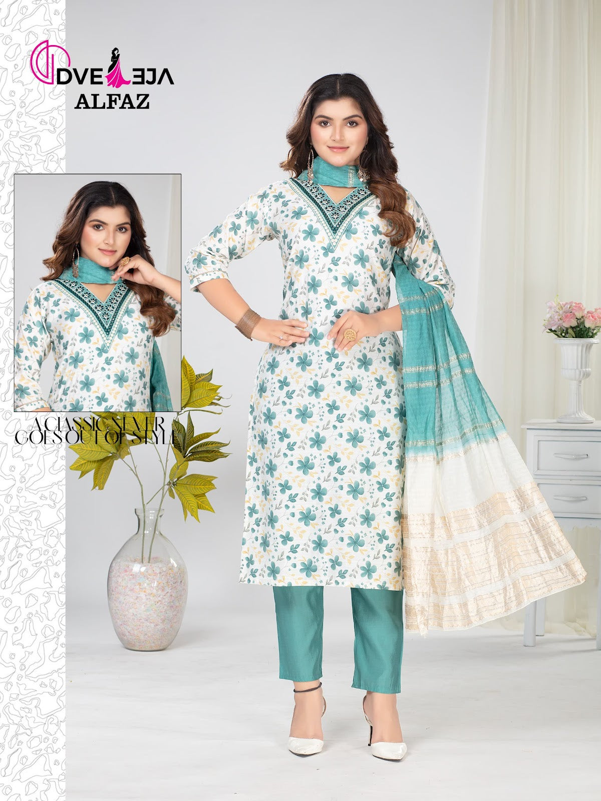 Alfaz Series Dveeja Fashion Vetican Readymade Pant Style Suits Supplier Gujarat