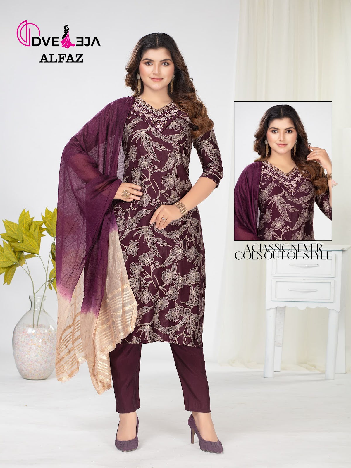Alfaz Series Dveeja Fashion Vetican Readymade Pant Style Suits Supplier Gujarat