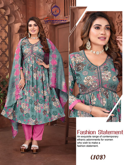 Alia Vol 931 Girinemi Rayon Foil Readymade Pant Style Suits Manufacturer