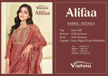Alifaa Vishnu Impex Salsa Silk Pant Style Suits Wholesaler India