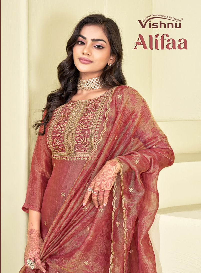 Alifaa Vishnu Impex Salsa Silk Pant Style Suits Wholesaler India