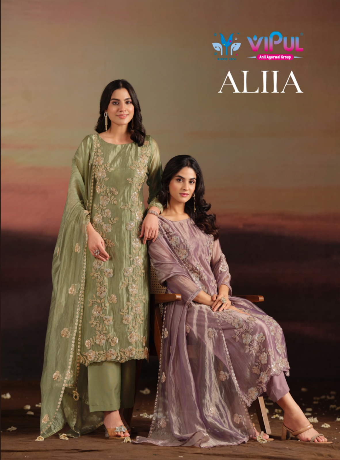Aliia Vipul Silk Organza Pant Style Suits Wholesaler India