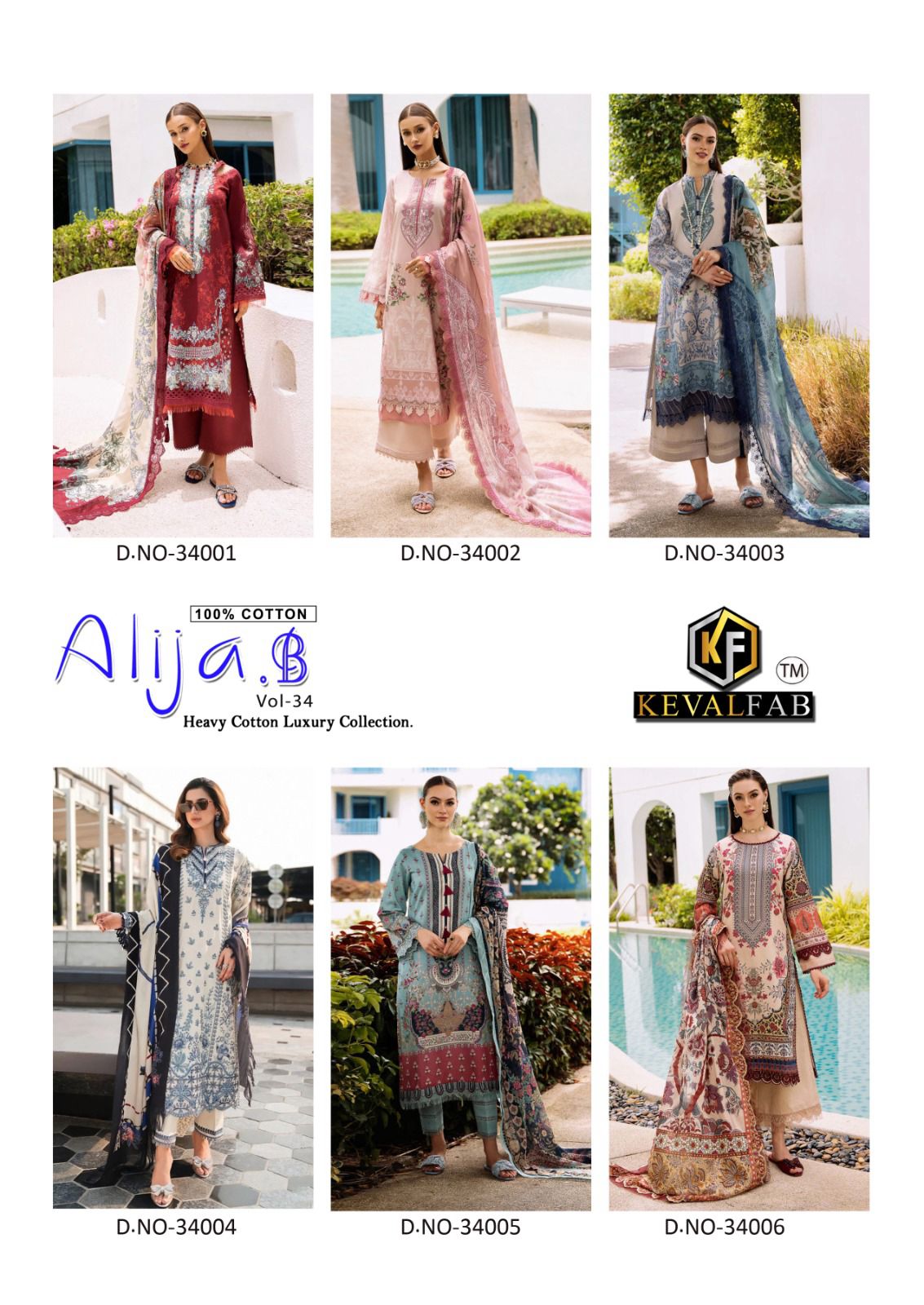 Alija B Vol 34 Heavy Cotton Luxury Collection Keval Fab Karachi Salwar Suits Wholesale Rate
