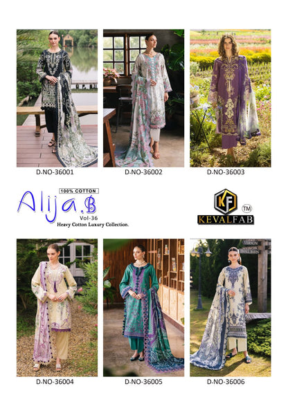 Alija B Vol 36 Heavy Cotton Luxury Collection Keval Fab Karachi Salwar Suits Manufacturer Gujarat