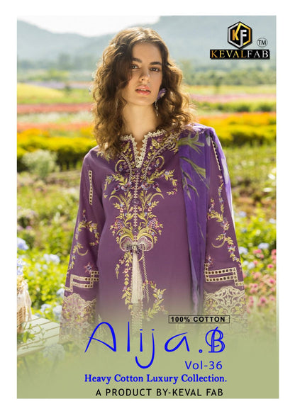 Alija B Vol 36 Heavy Cotton Luxury Collection Keval Fab Karachi Salwar Suits Manufacturer Gujarat