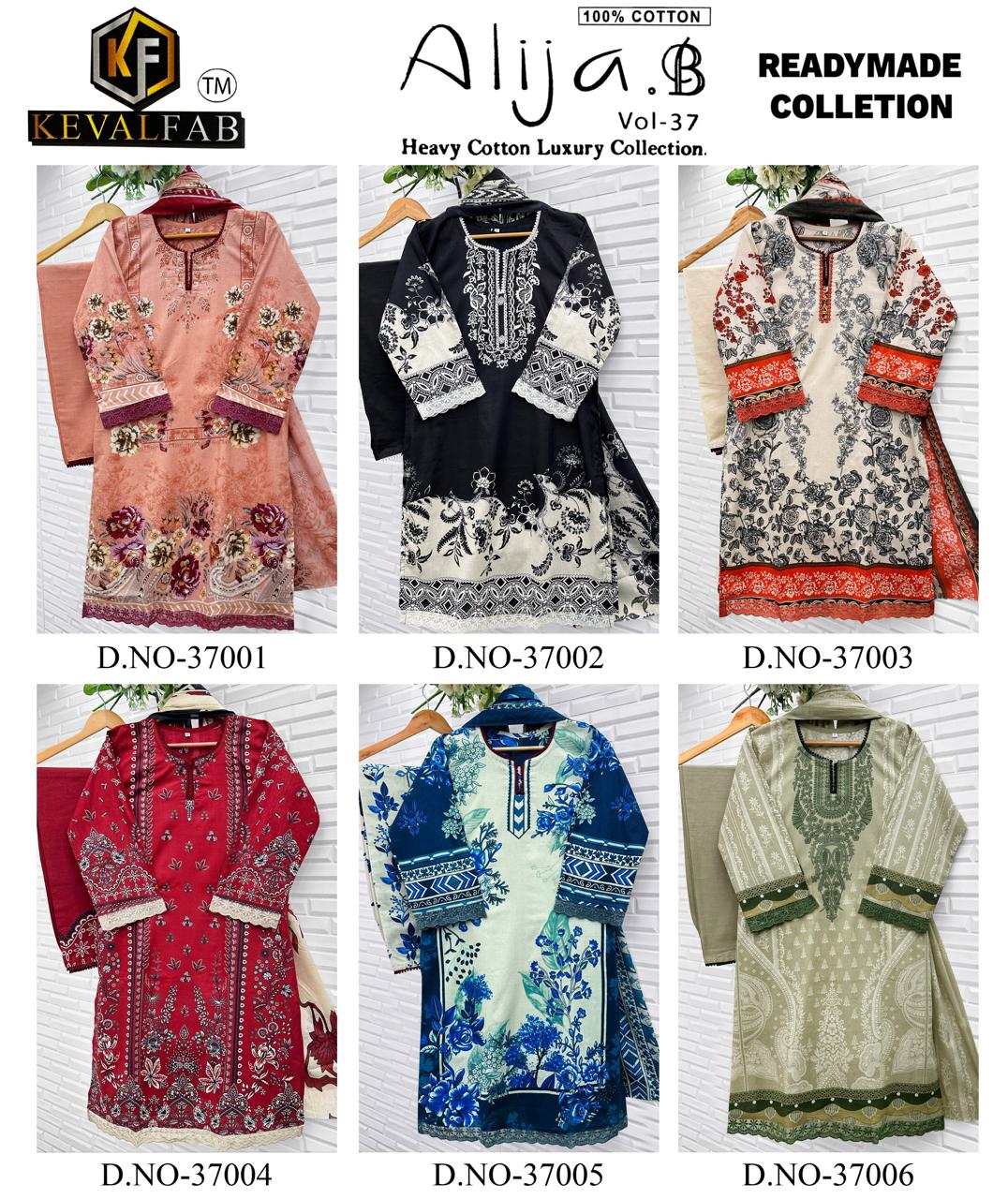 Alija B Vol 37 Heavy Cotton Luxury Collection Keval Fab Karachi Readymade Suits Exporter Ahmedabad