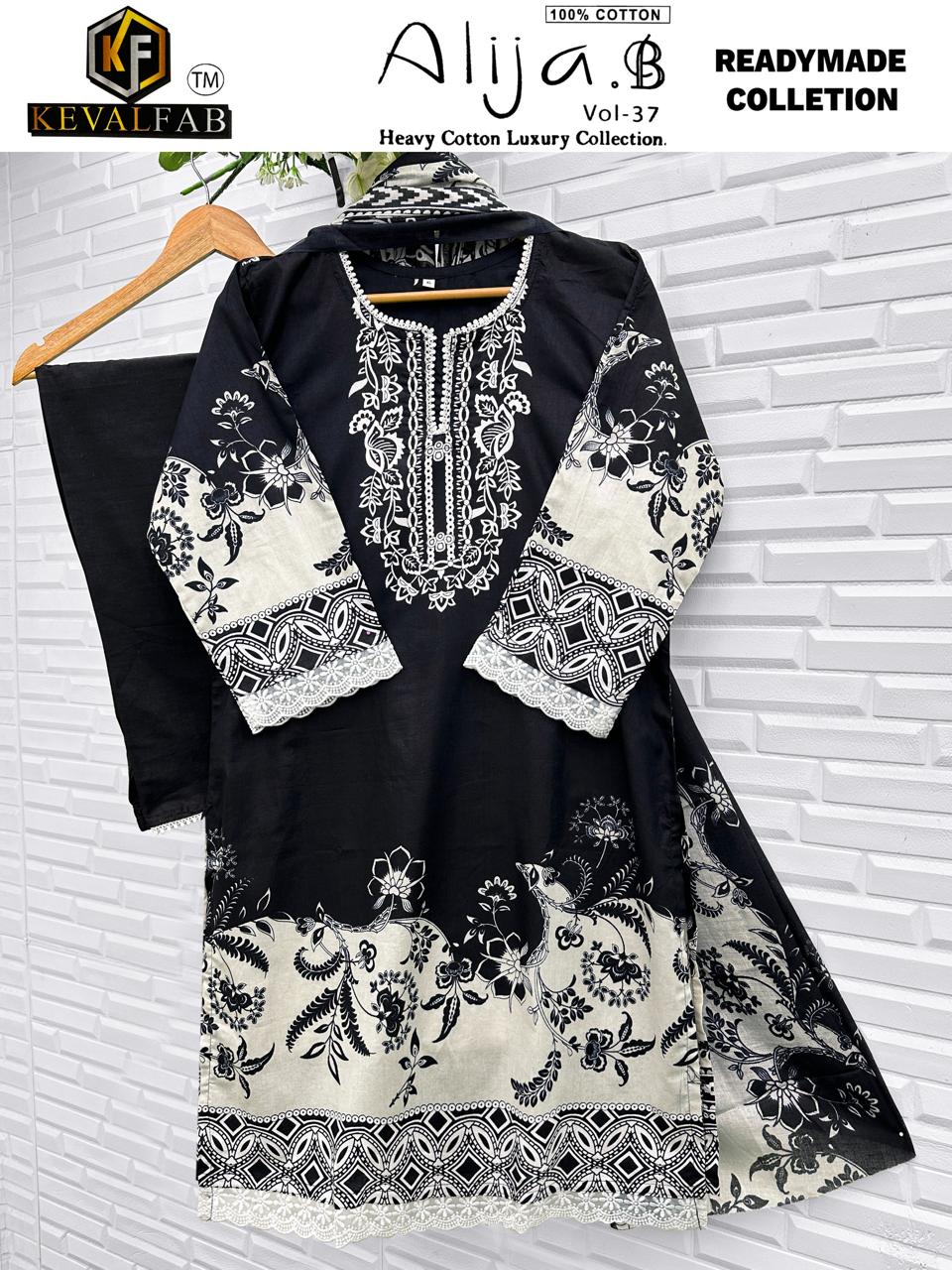 Alija B Vol 37 Heavy Cotton Luxury Collection Keval Fab Karachi Readymade Suits Exporter Ahmedabad