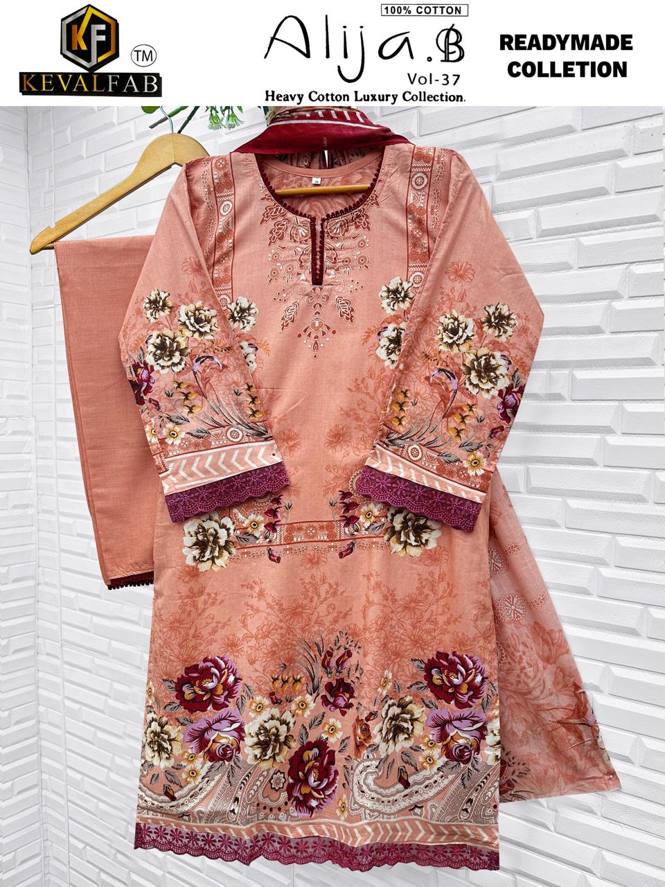 Alija B Vol 37 Heavy Cotton Luxury Collection Keval Fab Karachi Readymade Suits Exporter Ahmedabad