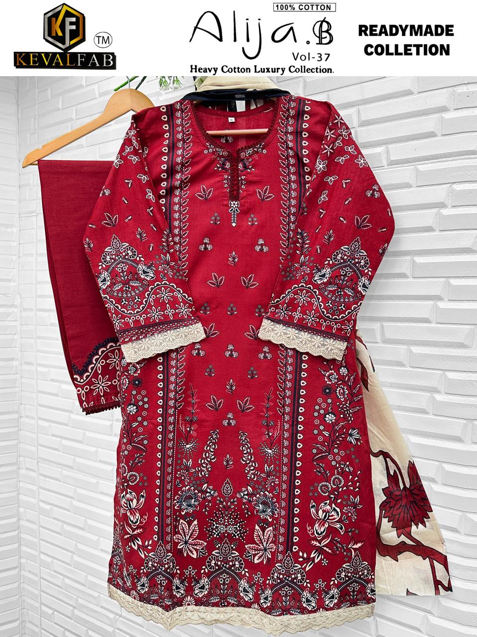 Alija B Vol 37 Heavy Cotton Luxury Collection Keval Fab Karachi Readymade Suits Exporter Ahmedabad