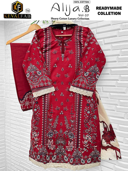 Alija B Vol 37 Heavy Cotton Luxury Collection Keval Fab Karachi Readymade Suits Exporter Ahmedabad