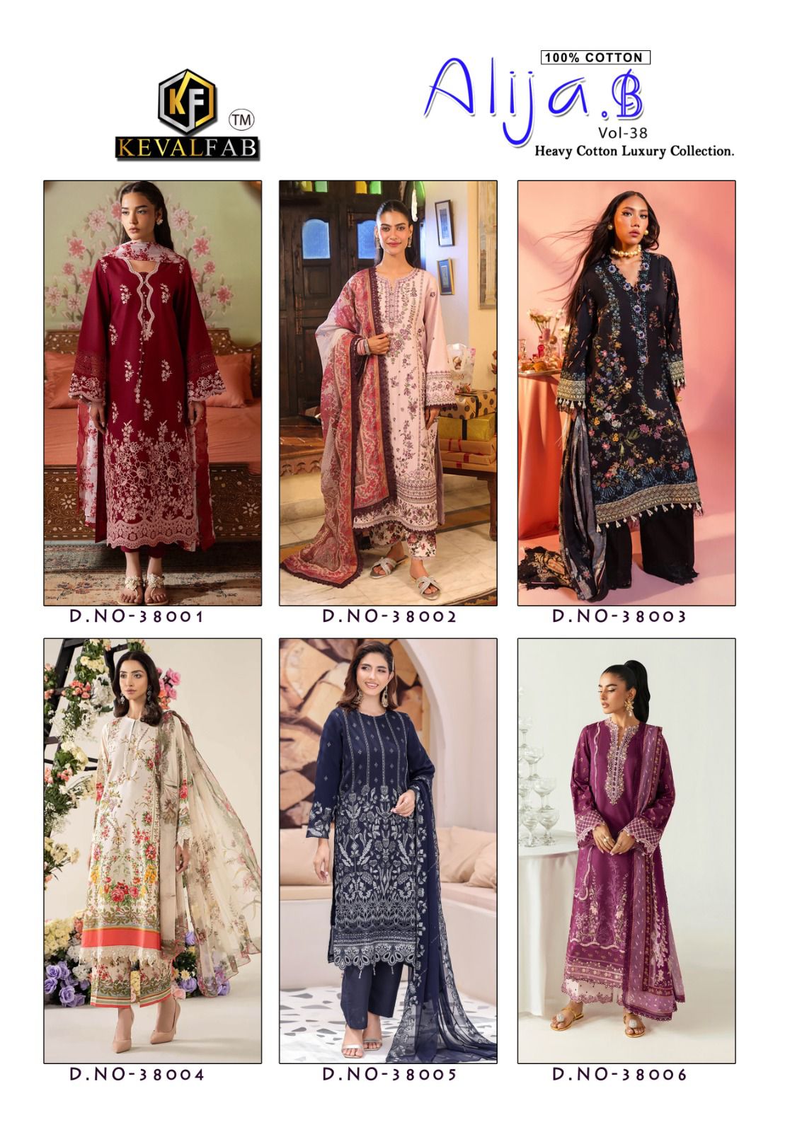 Alija B Vol 38 Heavy Cotton Luxury Collection Keval Fab Karachi Salwar Suits Wholesale Rate