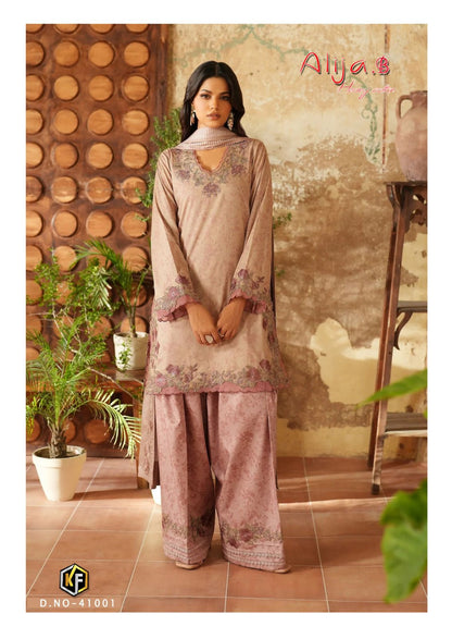 Alija B Vol 41 Keval Fab Lawn Cotton Karachi Salwar Suits Exporter