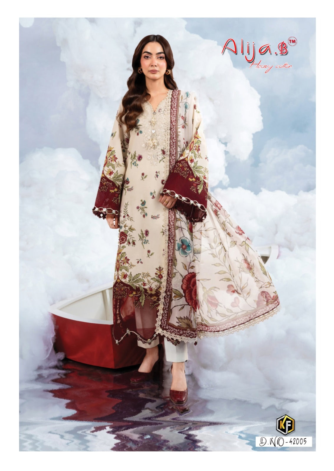 Alija B Vol 42 Keval Fab Lawn Cotton Karachi Salwar Suits Exporter