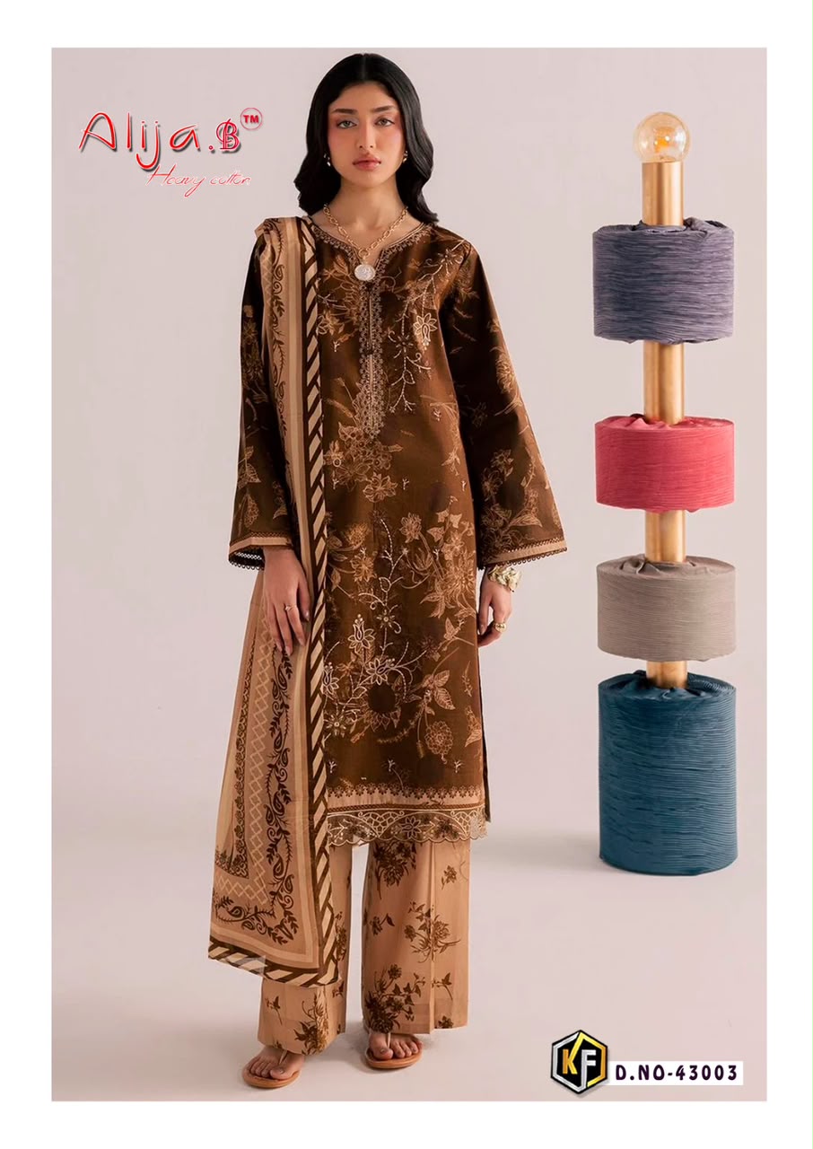 Alija B Vol 43 Keval Fab Lawn Cotton Karachi Salwar Suits Wholesale