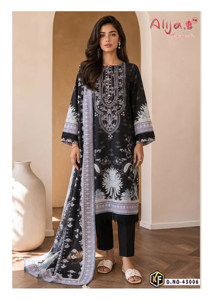 Alija B Vol 43 Keval Fab Lawn Cotton Karachi Salwar Suits Wholesale