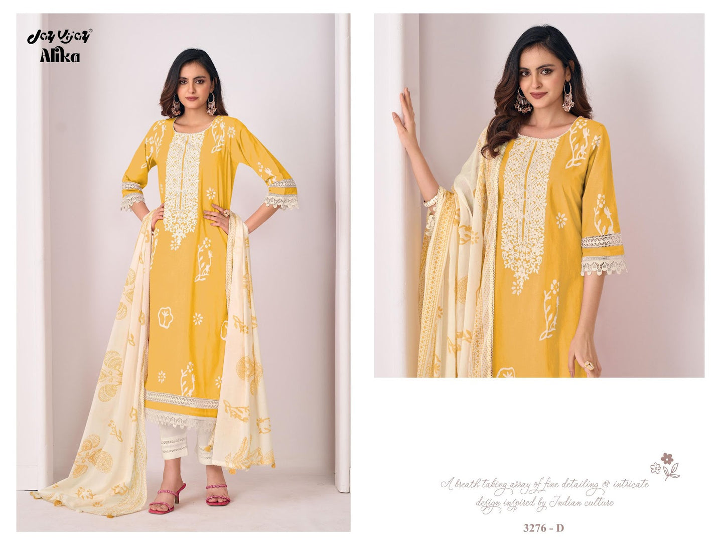 Alika 3276 Jay Vijay Pure Cotton Pant Style Suits Supplier Gujarat