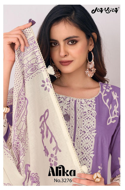 Alika 3276 Jay Vijay Pure Cotton Pant Style Suits Supplier Gujarat